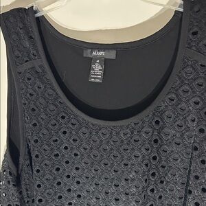 Alfani Black Sleeveless Lace/ Eyelet Blouse, Size Medium